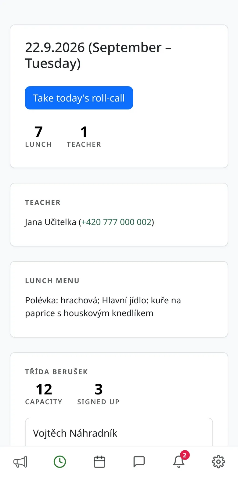 Today's overview for a teacher